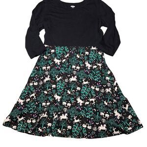 NWOT Old navy 3/4 sleeve whimsical unicorn, swan dress sz XL 14 black and green
